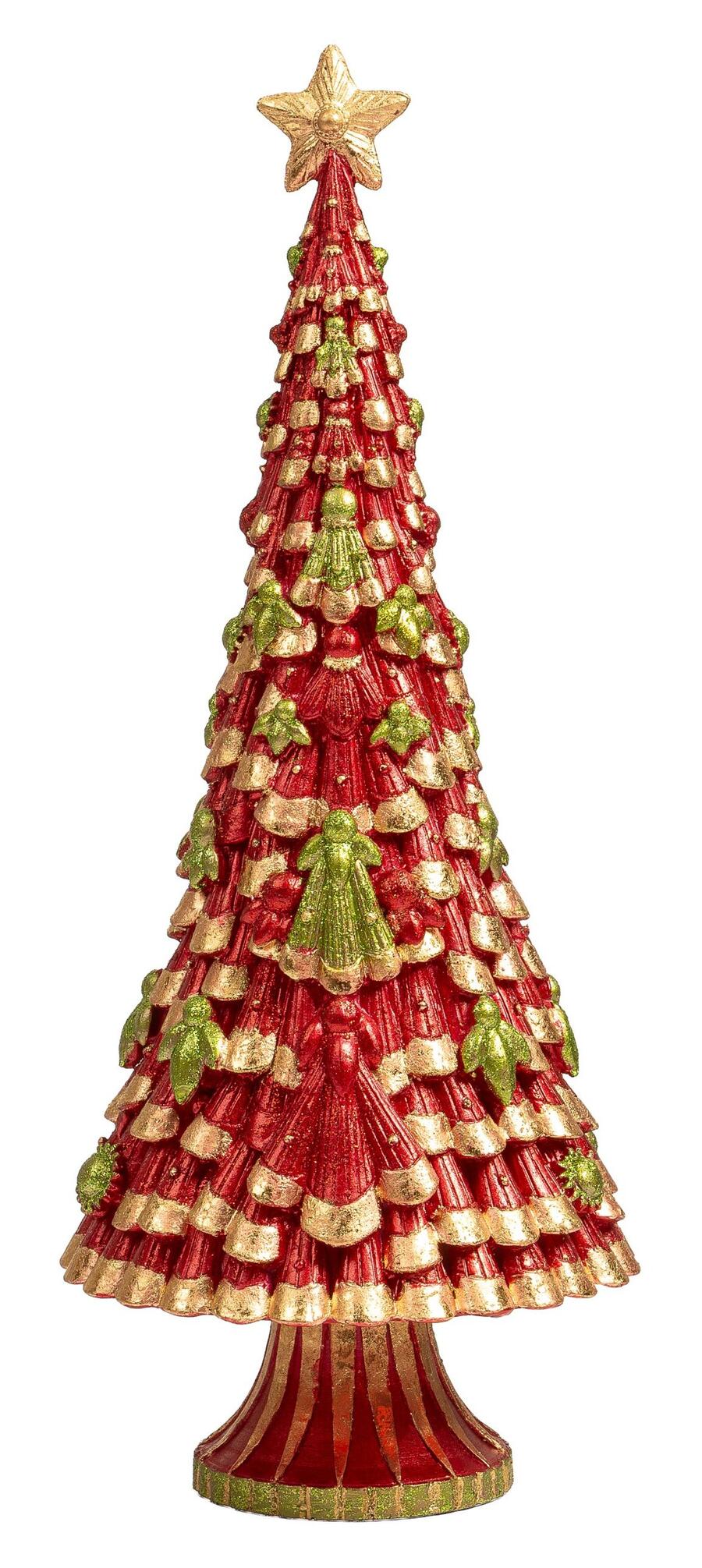 Palais Royal Alberello di Natale in Resina Rosso e Verde Citron 44 cm