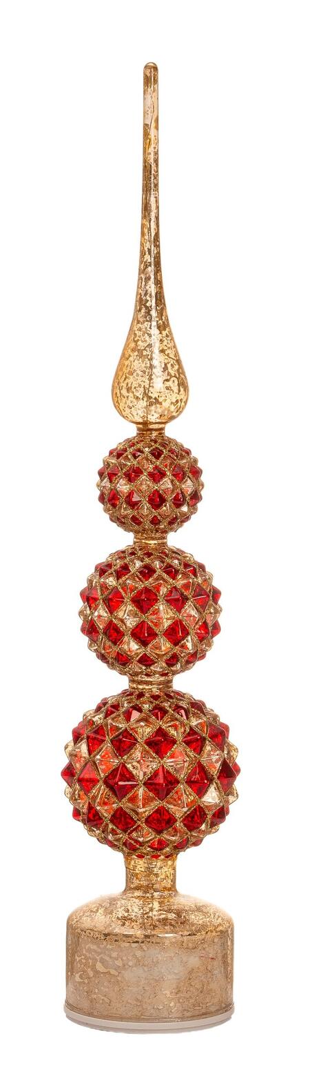 Palais Royal Puntale per Albero di Natale in Vetro Rosso e Oro 49 cm