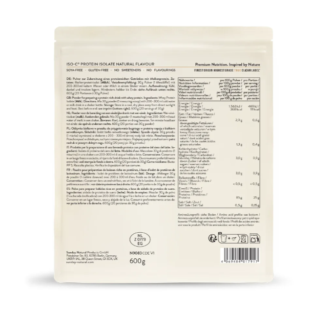 ISO-C® Proteine Isolate Naturali senza zucchero - Sunday Natural