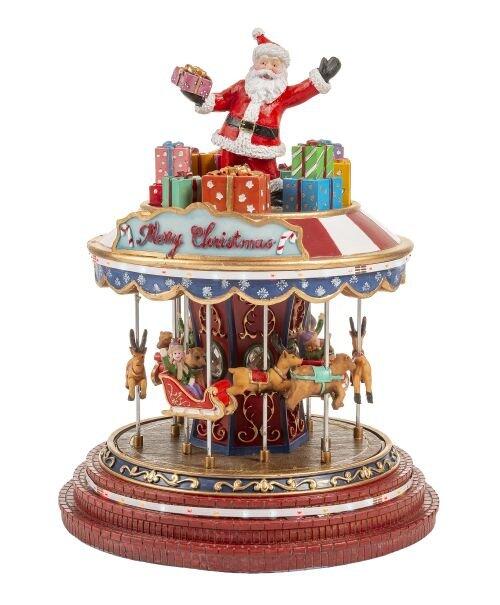 Palais Royal Carillon Giostra di Natale con Babbo Natale, Luci e Movimento 21,3x27,5 cm