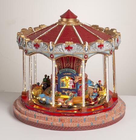 Palais Royal Carillon Giostra di Natale con Babbo Natale, Luci e Movimento 30x27 cm