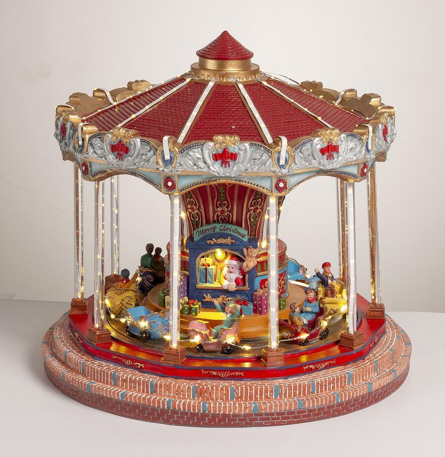Palais Royal Carillon Giostra di Natale con Babbo Natale, Luci e Movimento 30x27 cm