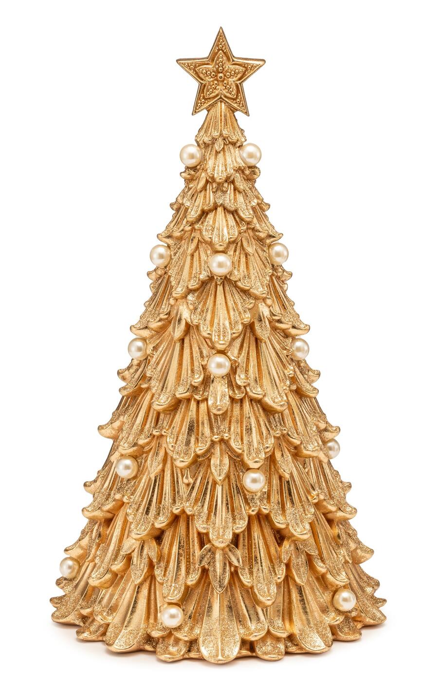 Palais Royal Alberello di Natale in Resina Oro con Perle e Stella 36 cm