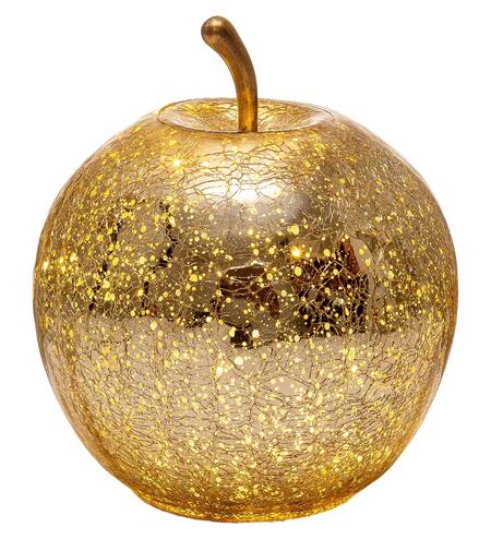 Palais Royal Mela Decorativa LED in Vetro Craquelé Oro 17 cm Ricaricabile USB