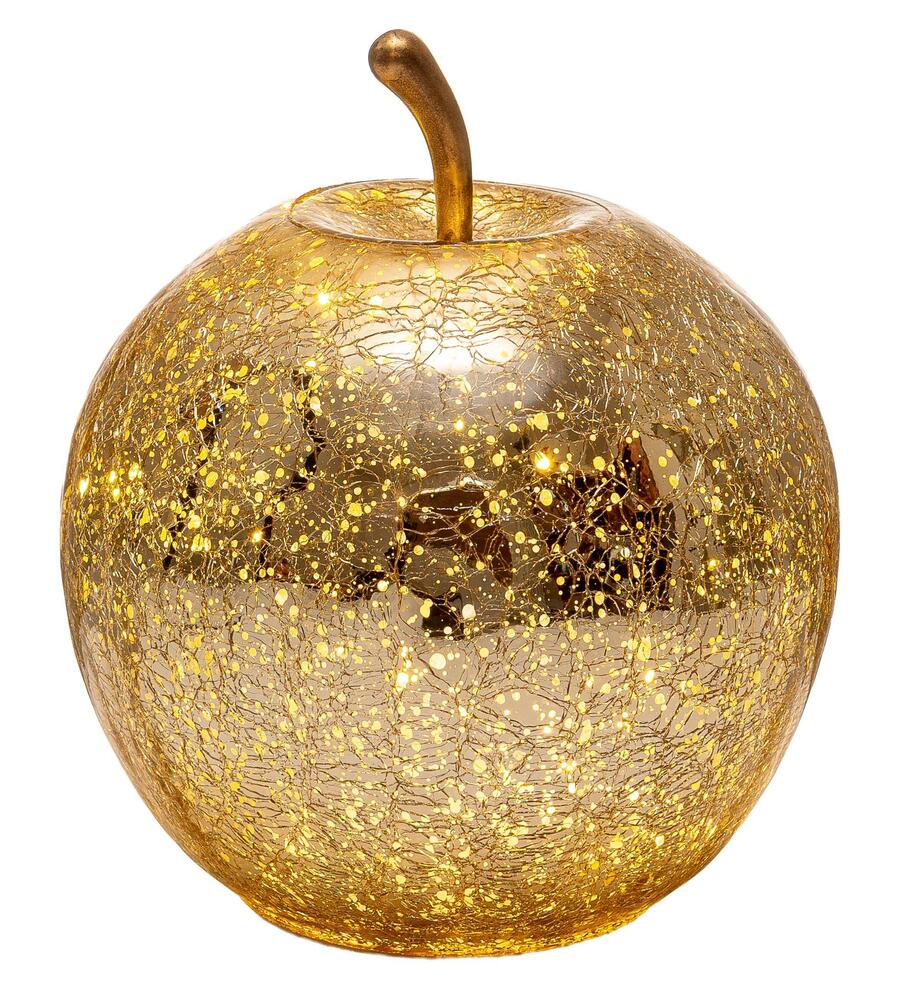 Palais Royal Mela Decorativa LED in Vetro Craquelé Oro 17 cm Ricaricabile USB