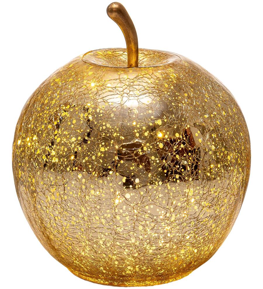 Palais Royal Mela Decorativa LED in Vetro Craquelé Oro 30 cm