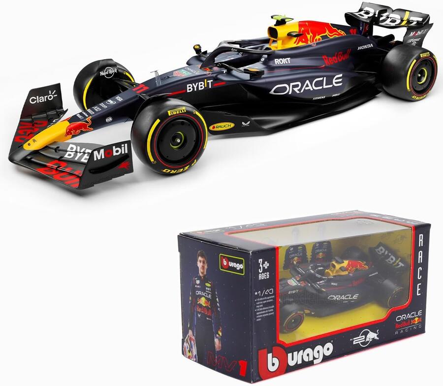 Bburago - Red Bull Racing RB20 Max Verstappen #1 2024 - Modellino Realistico Auto in Scala 1:43, Guidata da Max Verstappen, Licenza Ufficiale Red Bull, Età consigliata 3+ Anni