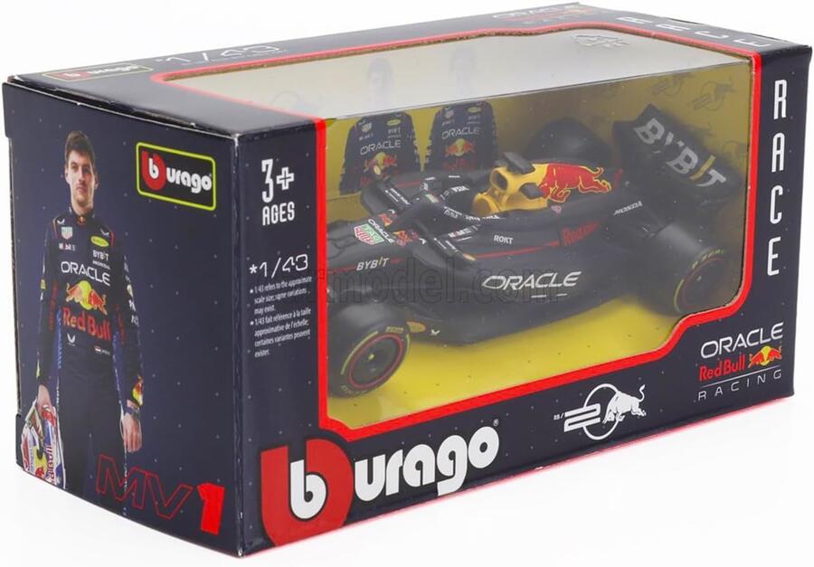 Bburago - Red Bull Racing RB20 Max Verstappen #1 2024 - Modellino Realistico Auto in Scala 1:43, Guidata da Max Verstappen, Licenza Ufficiale Red Bull, Età consigliata 3+ Anni