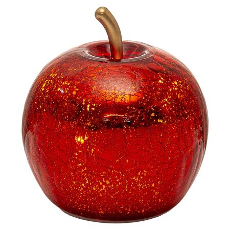 Palais Royal Mela Decorativa LED in Vetro Craquelé Rosso 17 cm Ricaricabile USB
