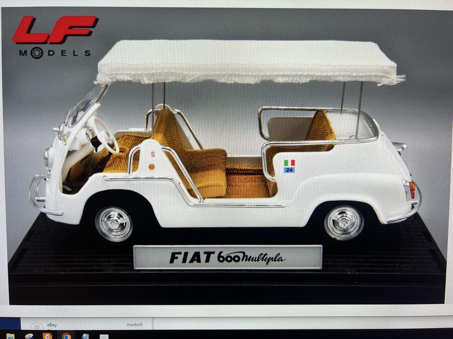 Modellino Fiat 600 Multipla Taxi Italia 1961 Bianco 1:18 Unique Replicas