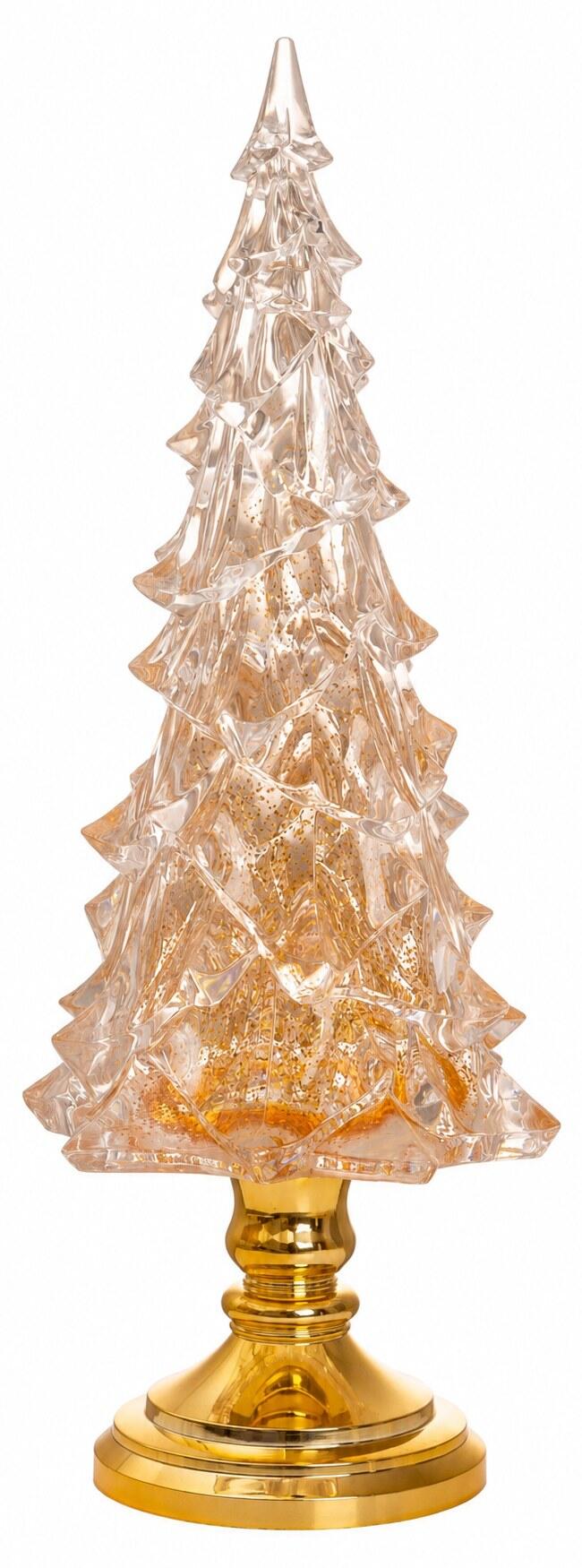 Palais Royal Alberello di Natale in Acrilico Effetto Cristallo con Base Rotante e Musica, Oro, 45 cm