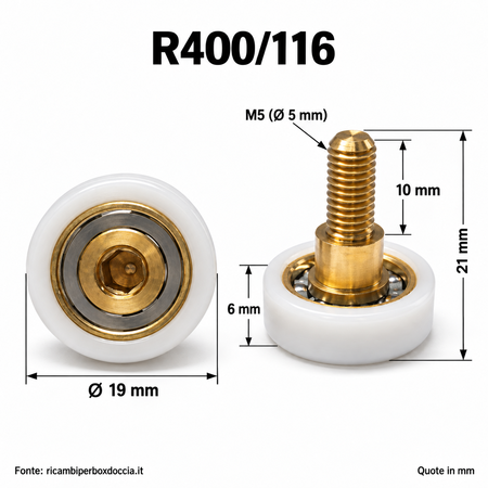 R400/116 - 19 AD M5 - Kit 2 pezzi