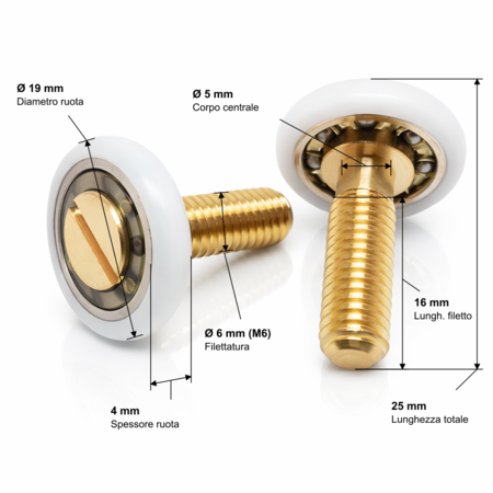 R400/58 - 19 AN M6 Filetto - Kit 2 pezzi