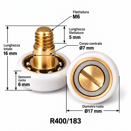 R400/183 - 17 LL M6 - Kit 2 pezzi