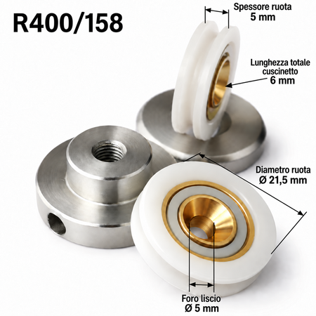R400/158 Solo Rotella compatibile x Dado TDA  - Kit 2 pezzi no pezzo in metallo