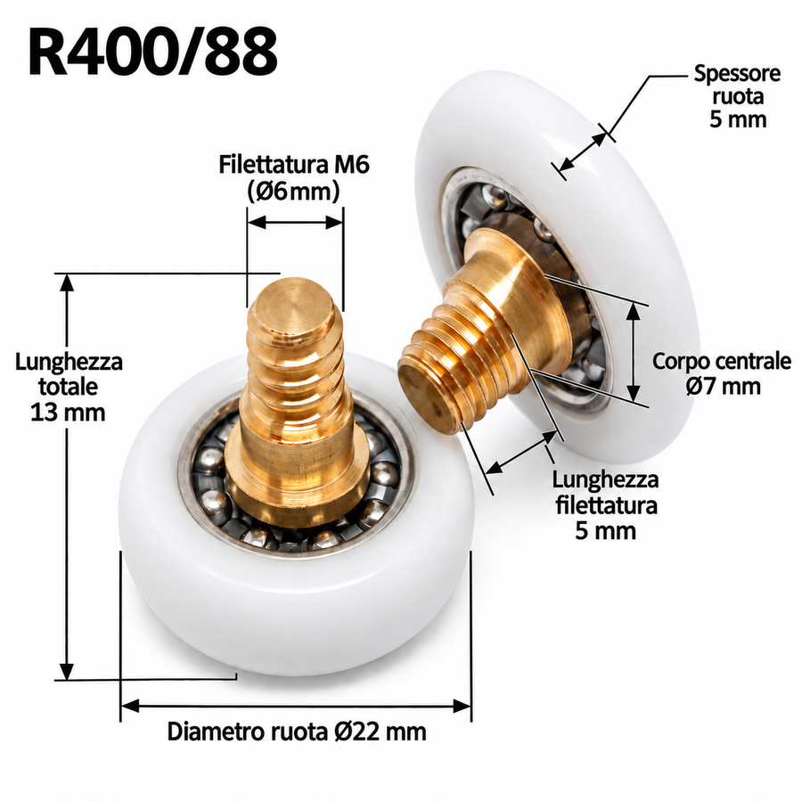 R400/88 - 22 BT M6 - Kit 2 pezzi