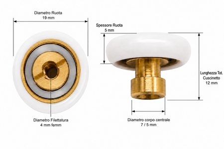 R400/129 - Cuscinetto per box doccia diam 19 DB Titan - Kit 2 pezzi