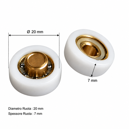 R400/176 Rotelline di Ricambio x SAMO 841 ULU - Kit 2 pezzi