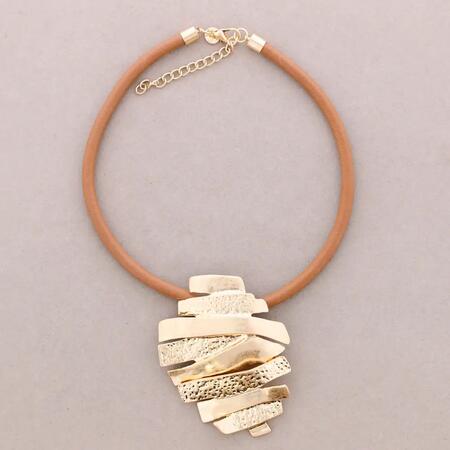 Collana Cordoncino Gomma Pendente Metallo