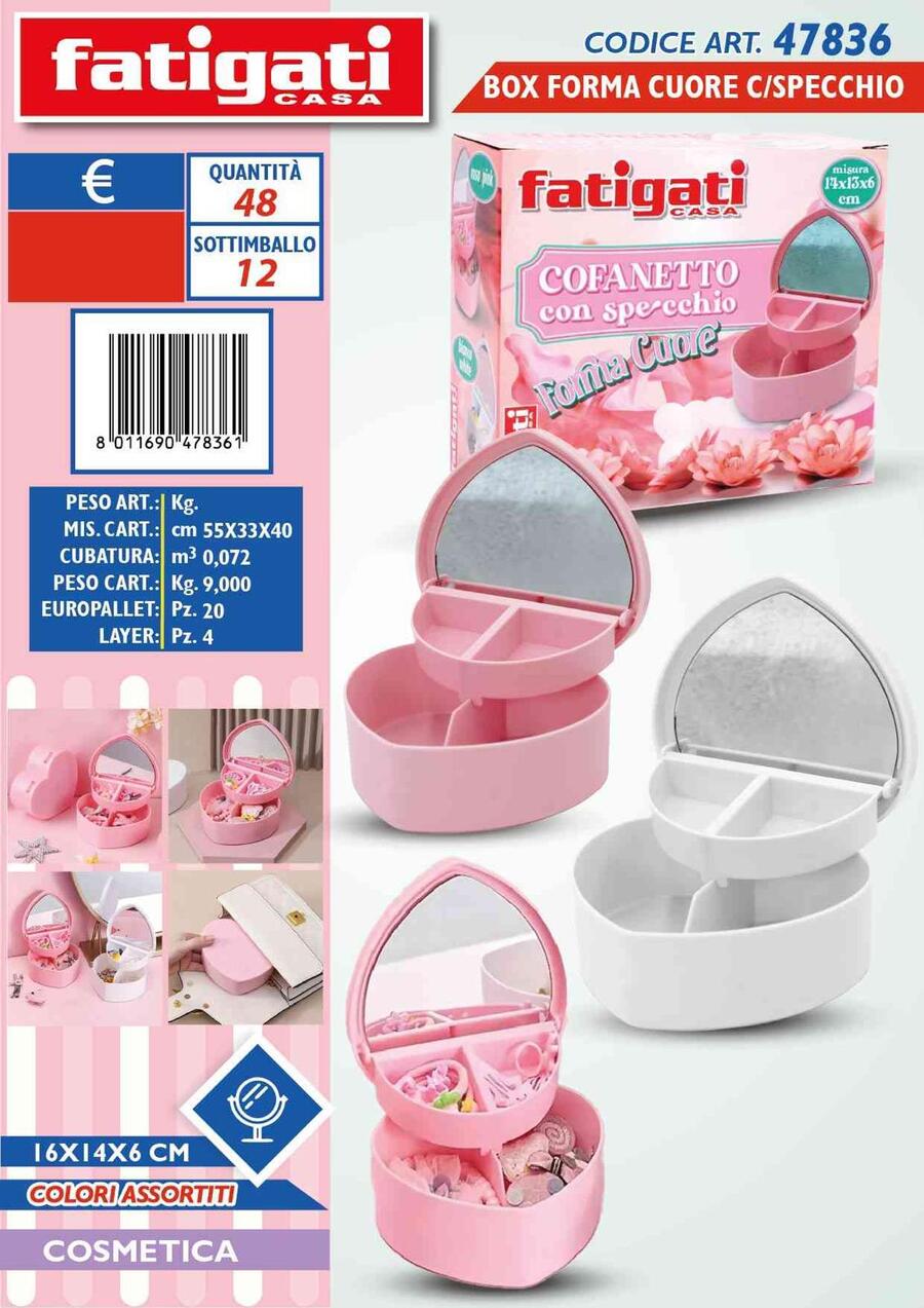 Fatigati Cofanetto Con Specchio A Cuore [Conf. da 12 pezzi]