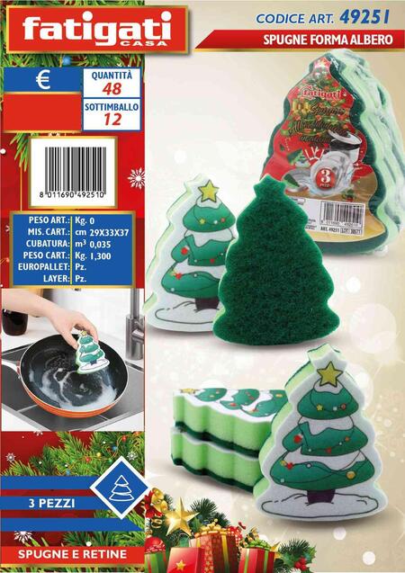 Fatigati Spugne Forma Albero [ Conf. da 12 x 3 pezzi]