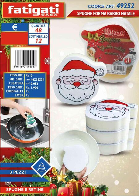Fatigati Spugne Forma Babbo Natale [Conf.da 12 x 3 pezzi]