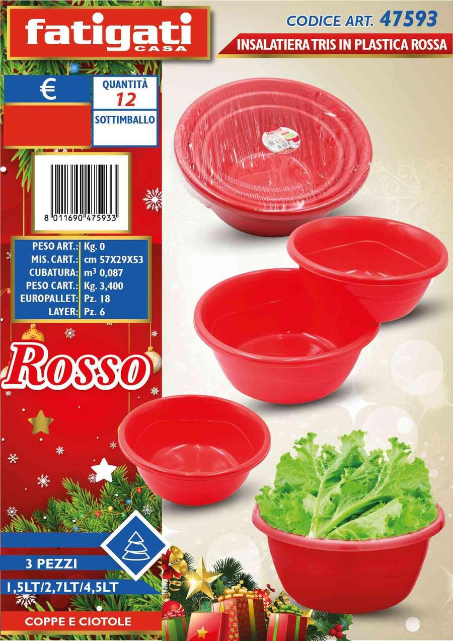 Fatigati Insalatiera Tris Rossa [Tris da 4 conf.]