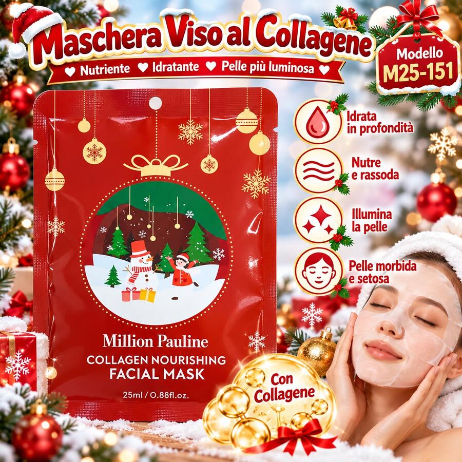 Million Pauline Facial Maschera Natale Rossa [Conf.da 10 pezzi]