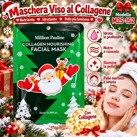 Million Pauline Facial Maschera Natale Verde [Conf.da 10 pezzi]