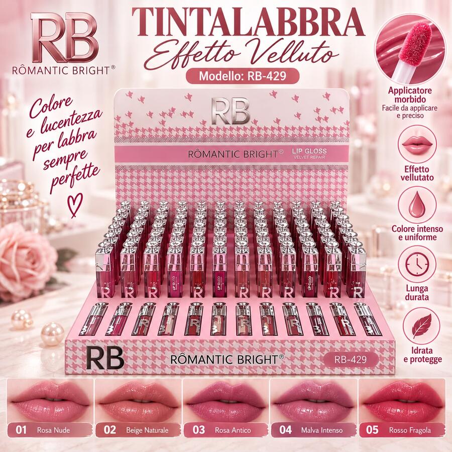 Romantic Bright Lip gloss Velvet Repair [Conf. da 72 pezzi con tester]