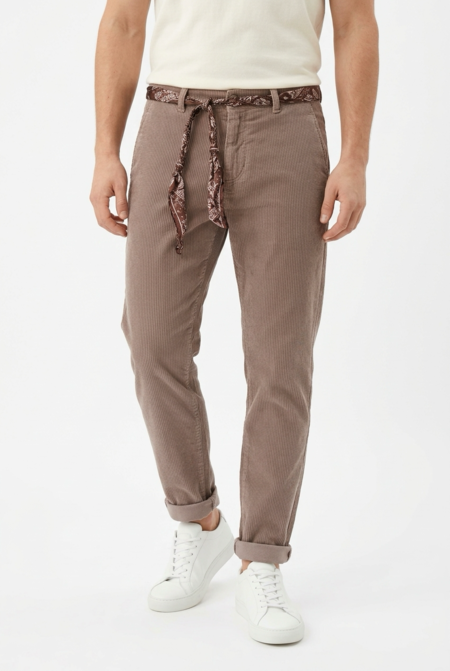 Over-d Pantalone Velluto Tapered Fango