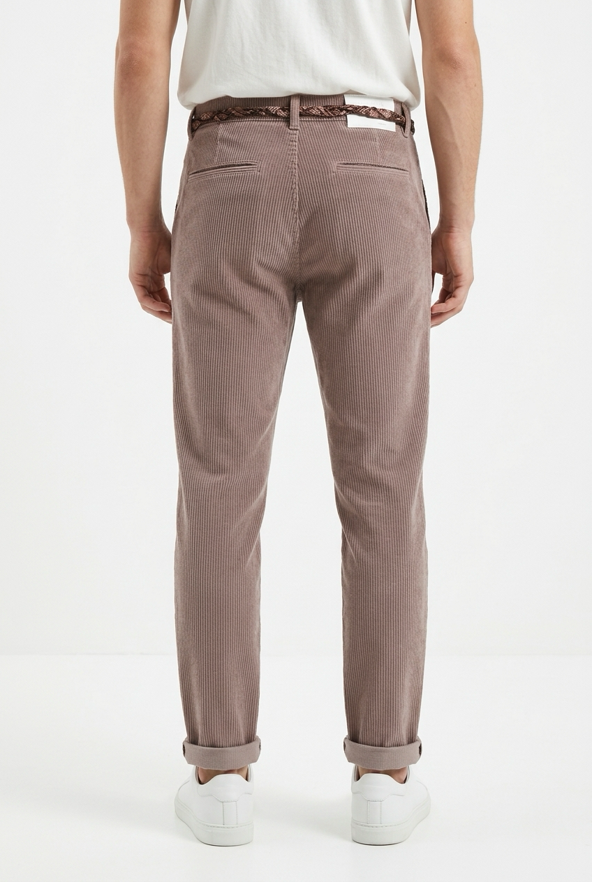Over-d Pantalone Velluto Tapered Fango
