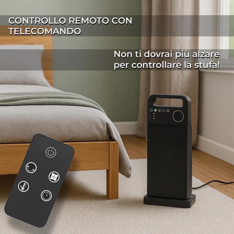 Stufa Termoventilatore a Colonna 2000W a 3 Livelli con Telecomando incluso