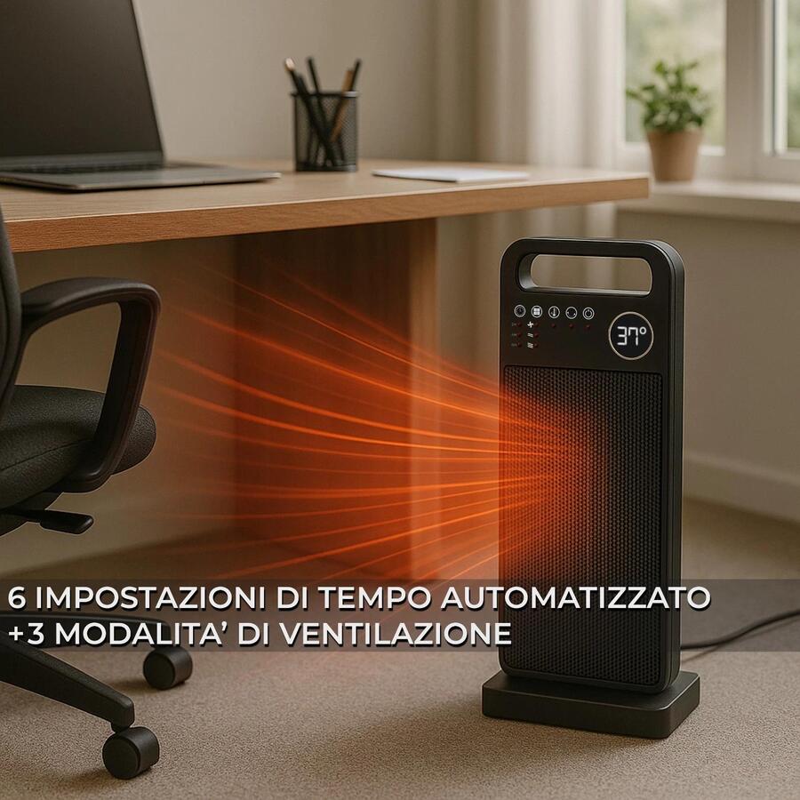 Stufa Termoventilatore a Colonna 2000W a 3 Livelli con Telecomando incluso