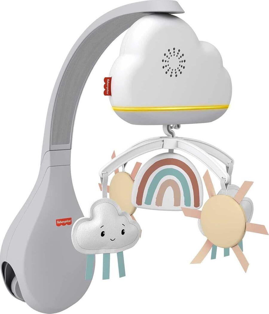 Fisher-Price-Giostrina Dolce Arcobaleno per Culla Fianco Letto, Unità Rilassante da Appoggio e Unità Sonora da Culla, Compatibile con le Culle, Giocattolo per Bambini 0+ Mesi, HBP40