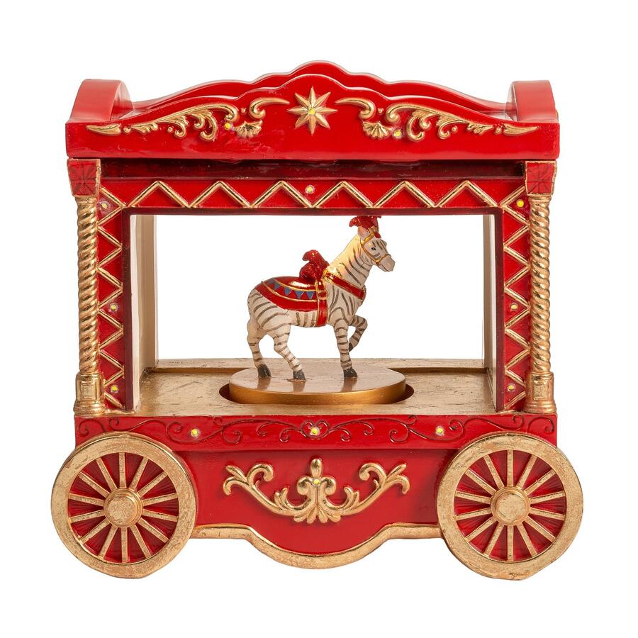 Palais Royal Carillon Vagone del Circo con Zebra in Movimento e Luci 26x24,5 cm