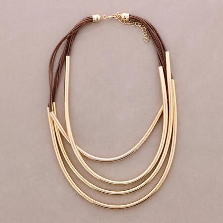 Collana multi-fasce tubo in metallo MARRONE