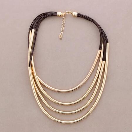 Collana multi-fasce tubo in metallo CIOCCOLATO