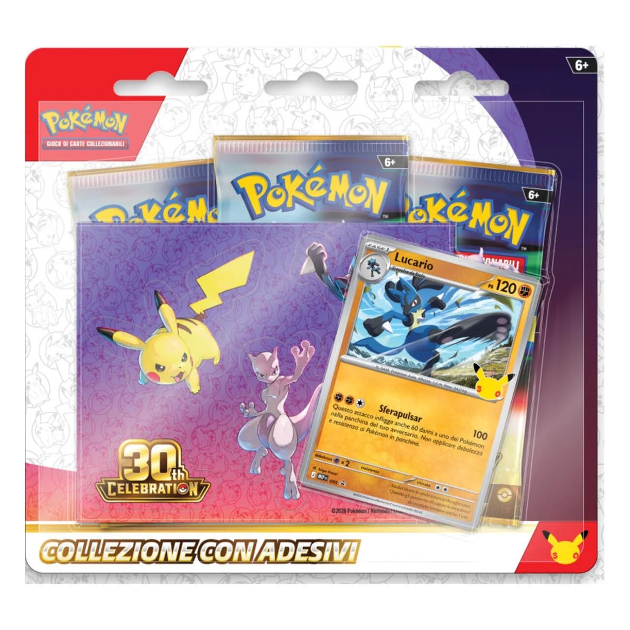 Pokemon 30° anniversario collezione con adesivi lucario ITA