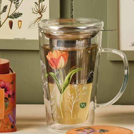 Neavita - Tulipano giallo Infusiera in vetro doppio muro