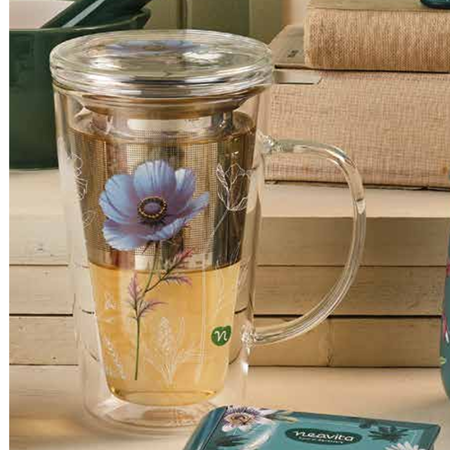 Neavita - Anemone blu Infusiera in vetro doppio muro