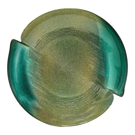 Fade Centrotavola Ayla in Vetro Oro-Verde Effetto Rigato 40 cm