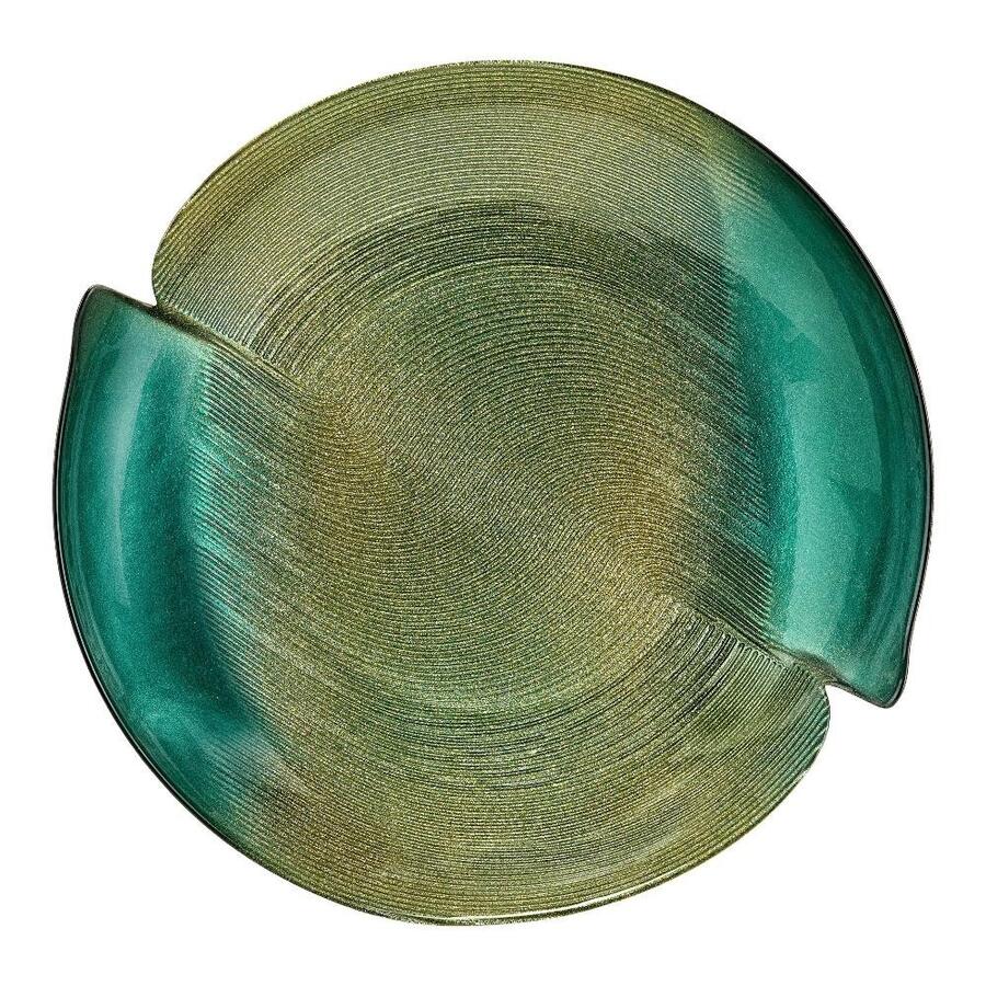 Fade Centrotavola Ayla in Vetro Oro-Verde Effetto Rigato 40 cm