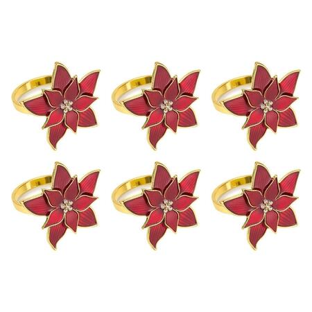Fade Set 6 Segnaposto Stella di Natale in Metallo Dorato con Smalto Rosso e Strass