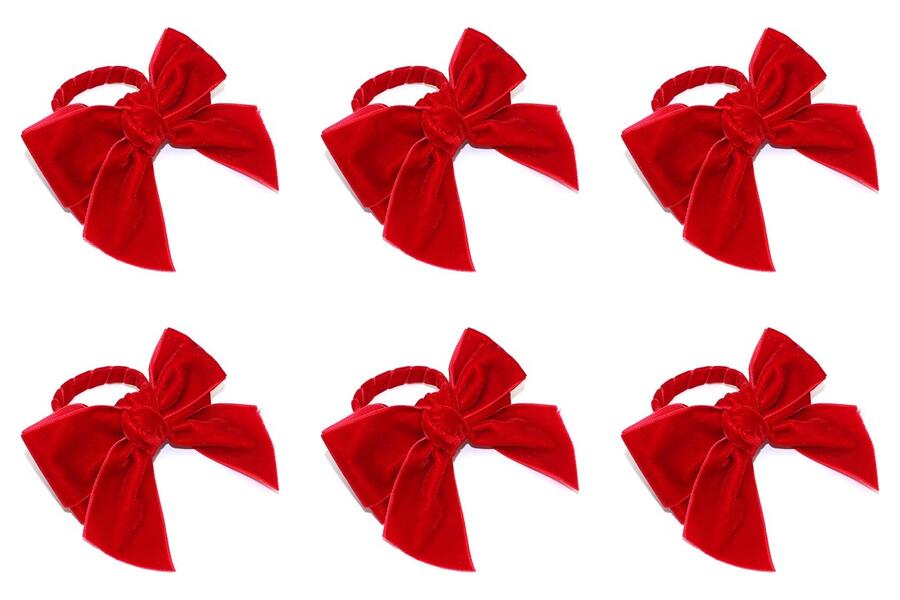 Fade Set 6 Segnaposto Fiocco in Velluto Rosso Natalizio