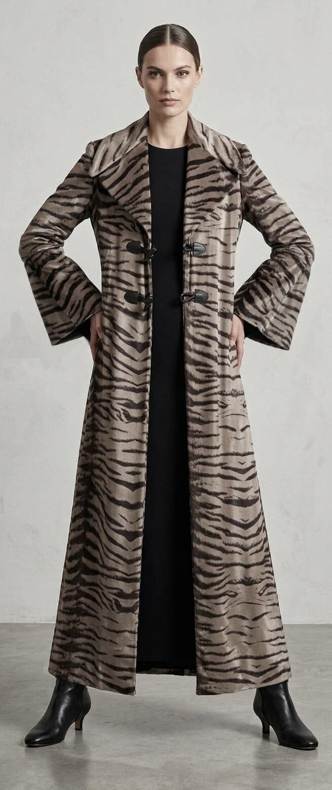 1071 Cappotto lungo in cavallino ecologico a pelo corto sartoria Italiana