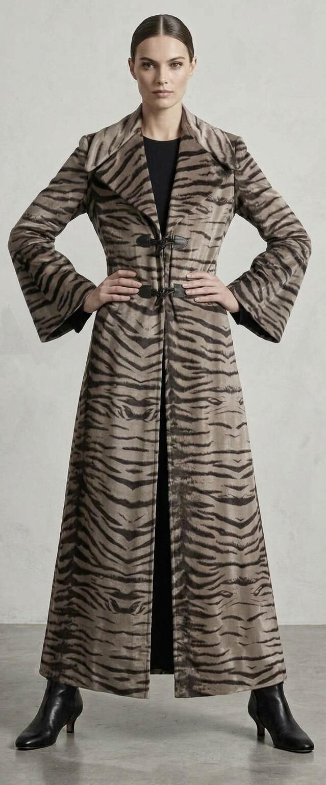 1071 Cappotto lungo in cavallino ecologico a pelo corto sartoria Italiana
