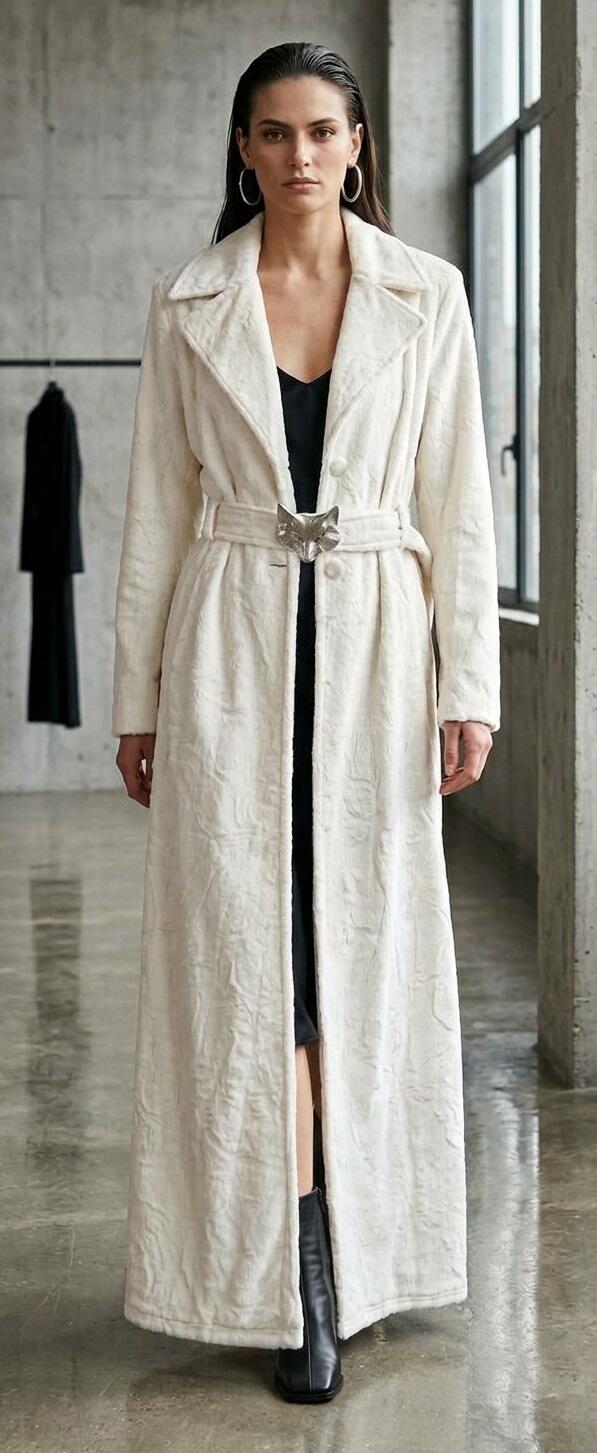 1071 Cappotto lungo in cavallino ecologico a pelo corto sartoria Italiana
