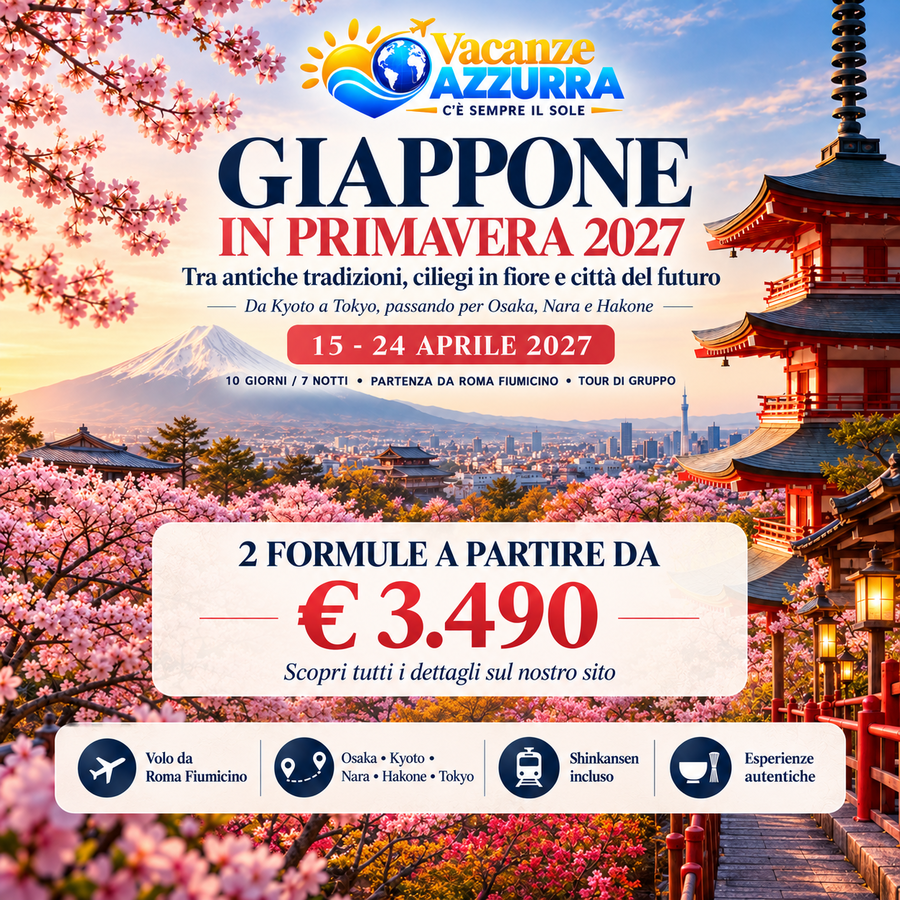 15 APRILE 2027 GIAPPONE IN PRIMAVERA: TRA ANTICHE TRADIZIONI, CILIEGI IN FIORE E CITTÀ DEL FUTURO
