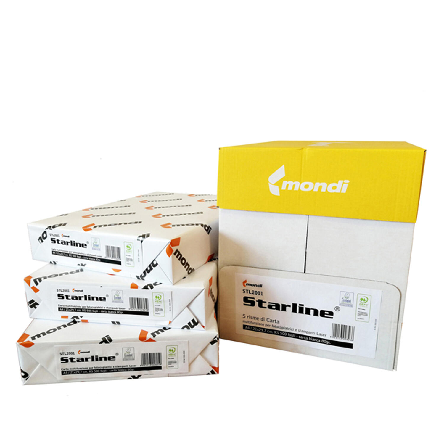 Carta bianca formato A4 per stampanti laser e ink jet 80 gr STARLINE - conf. 5 risme